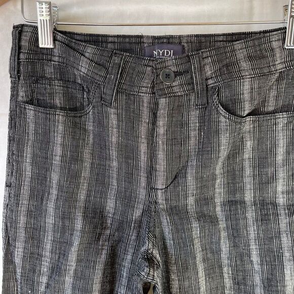 NYDJ Black Striped Linen Blend Trouser Pants Sz 0 - Picture 12 of 13